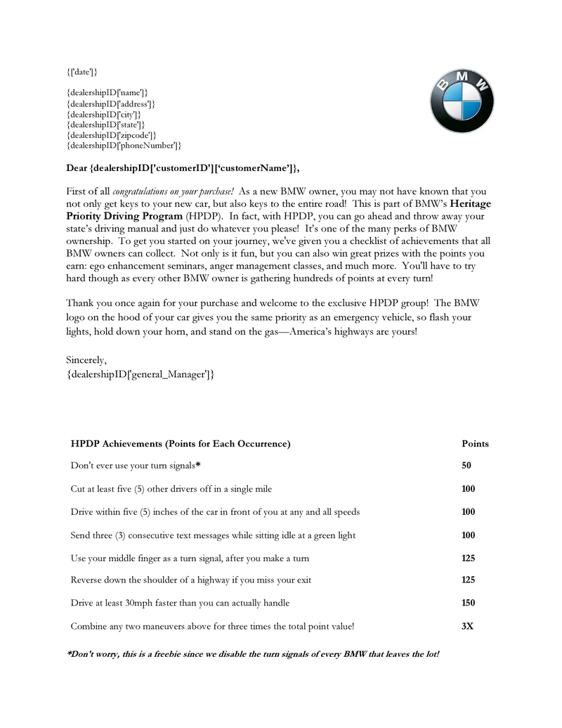 Illustration for article titled Secret document reveals why BMW drivers are asshats